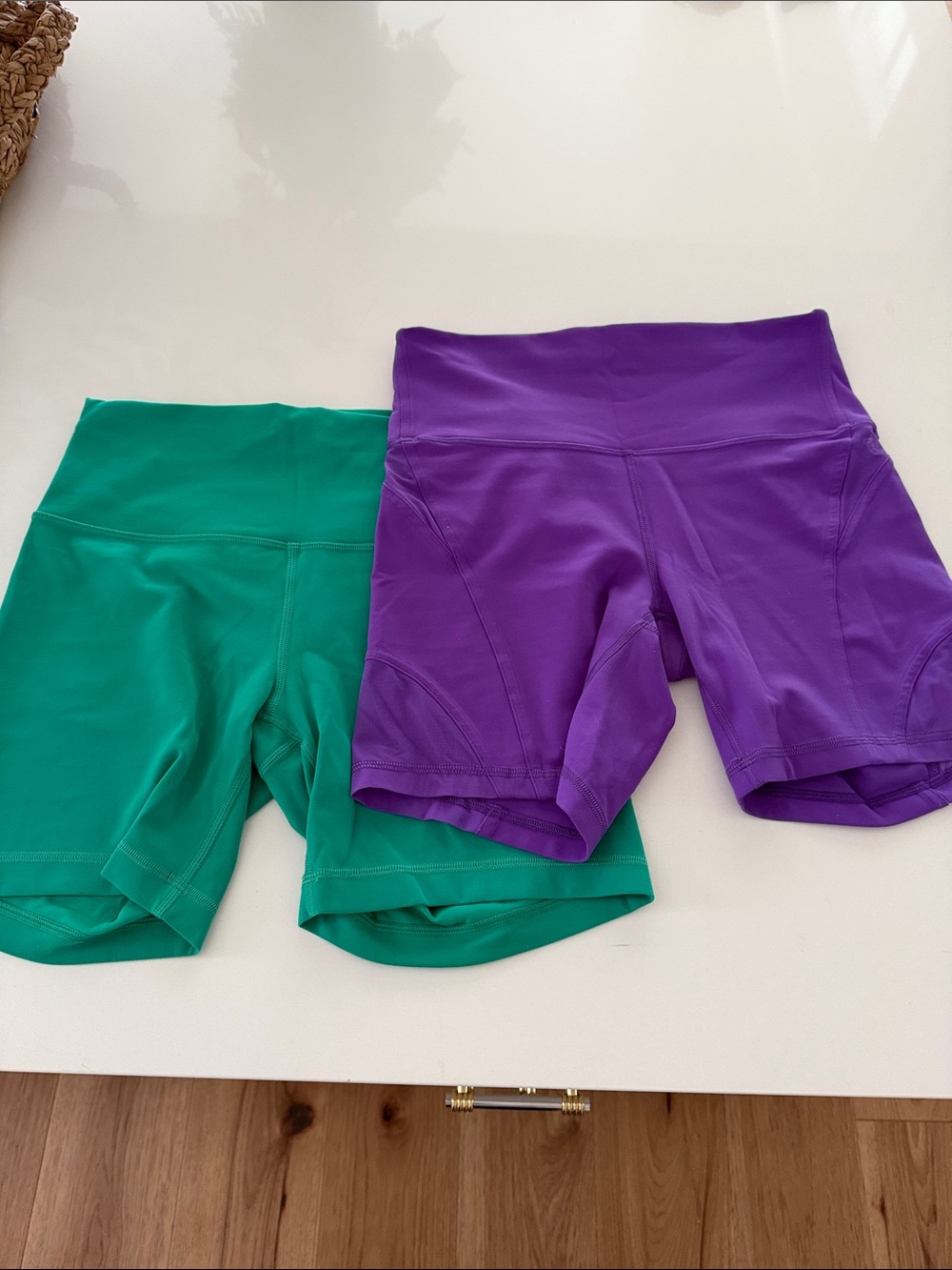 lululemon athletica Green and Purple Women’s Bike Shorts size 8 set of 2